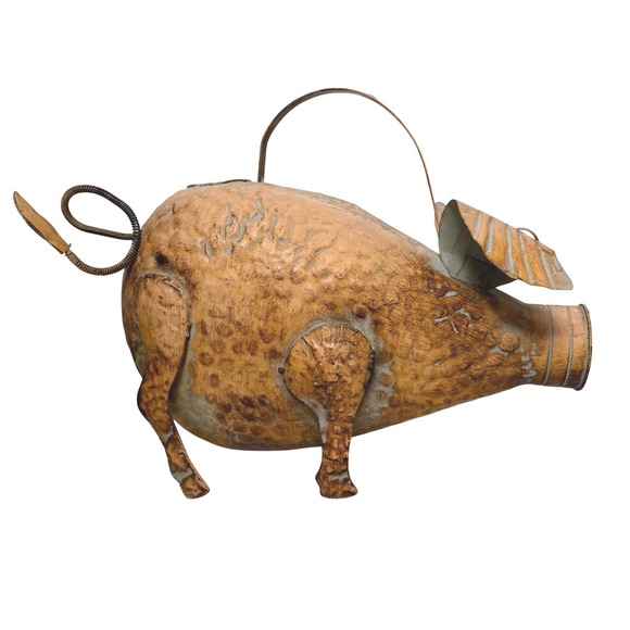 Metal Pig Watering Can Farmhouse Decor Rustic Watering Pot VTG Smith Hawkin - Picture 1 of 5